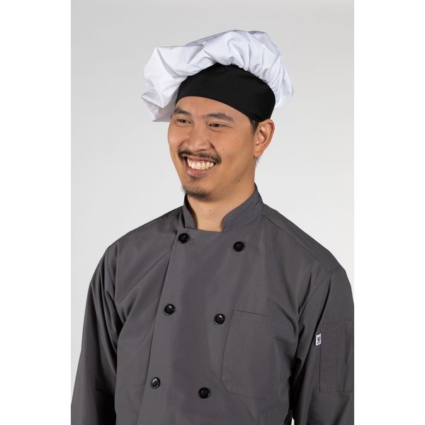 Uncommon Threads Poplin Chef Hat Wht W/Blk Trim 0100-4500